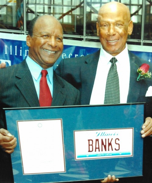 Image of Jesse White with Ernie Banks